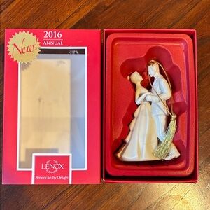 Lenox Bride and Groom Ornament with Gold Tassel